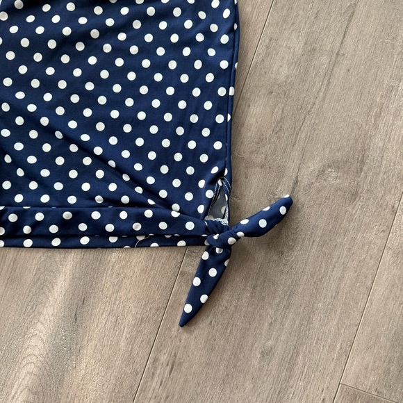 Rae Republic Boutique Navy Polka Dot High Rise Side Tie Shorts - Picture 2 of 5